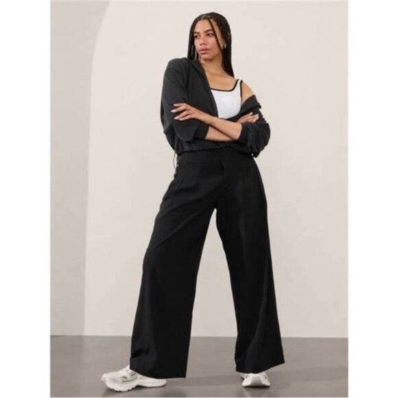 NWT Athleta Brooklyn Heights Wide Leg Pant Black Size 12 Tall - Picture 1 of 11